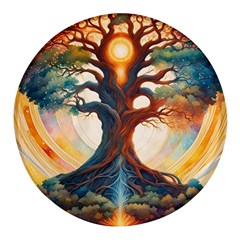 Tree Cosmic Spiritual Meditation Round Glass Fridge Magnet (4 Pack) by Apen