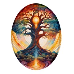 Tree Cosmic Spiritual Meditation Oval Glass Fridge Magnet (4 Pack)