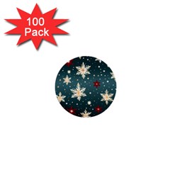 Snowflakes Winter Snow 1  Mini Buttons (100 Pack)  by Apen