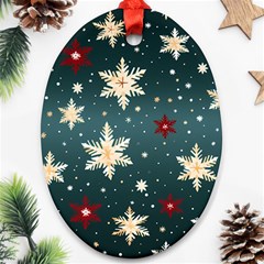 Snowflakes Winter Snow Oval Ornament (two Sides) by Apen