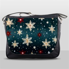 Snowflakes Winter Snow Messenger Bag by Apen