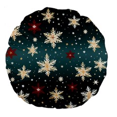 Snowflakes Winter Snow Large 18  Premium Flano Round Cushions by Apen