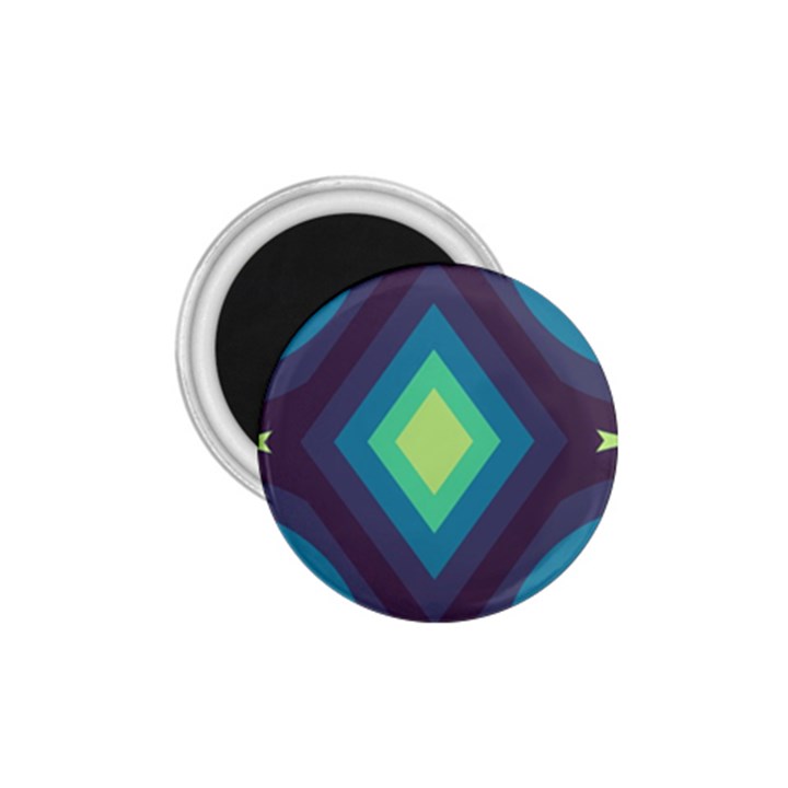 Pattern Blue Green Retro Design 1.75  Magnets