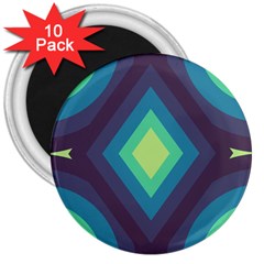 Pattern Blue Green Retro Design 3  Magnets (10 Pack)  by Ravend