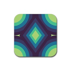 Pattern Blue Green Retro Design Rubber Coaster (square) by Ravend