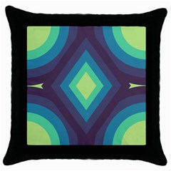 Pattern Blue Green Retro Design Throw Pillow Case (black) by Ravend