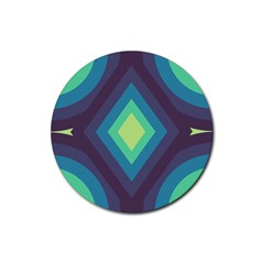 Pattern Blue Green Retro Design Rubber Round Coaster (4 Pack) by Ravend