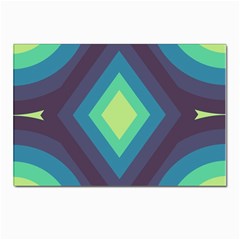 Pattern Blue Green Retro Design Postcard 4 x 6  (pkg Of 10) by Ravend