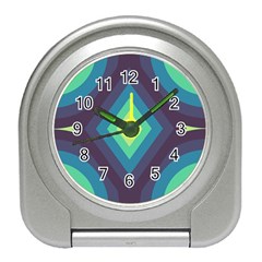 Pattern Blue Green Retro Design Travel Alarm Clock by Ravend