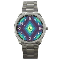 Pattern Blue Green Retro Design Sport Metal Watch by Ravend