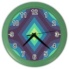 Pattern Blue Green Retro Design Color Wall Clock by Ravend