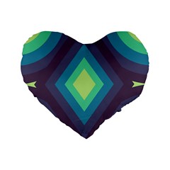 Pattern Blue Green Retro Design Standard 16  Premium Heart Shape Cushions by Ravend