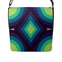 Pattern Blue Green Retro Design Flap Closure Messenger Bag (l)