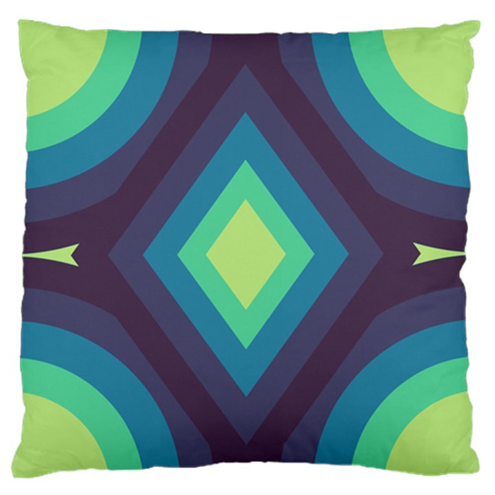 Pattern Blue Green Retro Design Large Premium Plush Fleece Cushion Case (Two Sides)