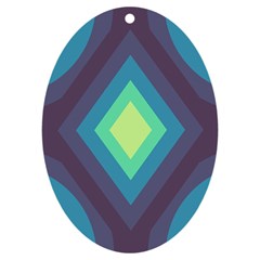 Pattern Blue Green Retro Design Uv Print Acrylic Ornament Oval by Ravend