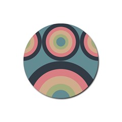 Circles Design Pattern Tile Rubber Round Coaster (4 Pack) by Ravend