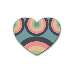 Circles Design Pattern Tile Rubber Coaster (heart) by Ravend