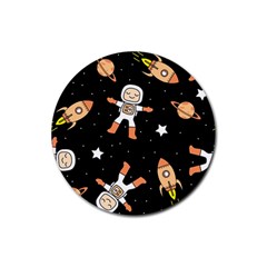 Astronaut Space Rockets Spaceman Rubber Round Coaster (4 Pack) by Ravend