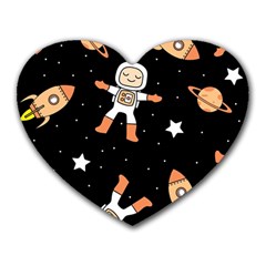 Astronaut Space Rockets Spaceman Heart Mousepad by Ravend