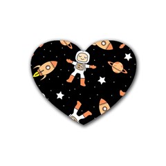 Astronaut Space Rockets Spaceman Rubber Coaster (heart) by Ravend