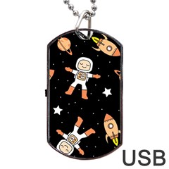 Astronaut Space Rockets Spaceman Dog Tag Usb Flash (two Sides) by Ravend