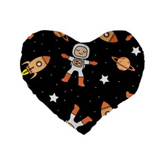 Astronaut Space Rockets Spaceman Standard 16  Premium Heart Shape Cushions by Ravend