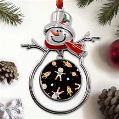 Astronaut Space Rockets Spaceman Metal Snowman Ornament by Ravend