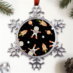 Astronaut Space Rockets Spaceman Metal Large Snowflake Ornament by Ravend