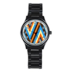 Pattern Triangle Design Repeat Stainless Steel Round Watch by Ravend