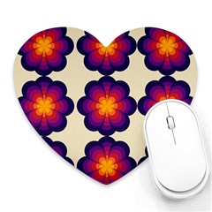 Flower Pattern Design Seamless Heart Mousepad by Ravend