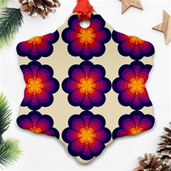 Flower Pattern Design Seamless Snowflake Ornament (two Sides) by Ravend