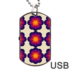 Flower Pattern Design Seamless Dog Tag Usb Flash (two Sides) by Ravend