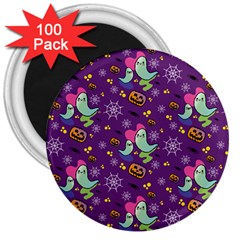 Pumpkins Ghosts Skeleton Pattern 3  Magnets (100 Pack) by Ravend