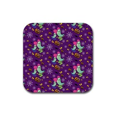 Pumpkins Ghosts Skeleton Pattern Rubber Coaster (square) by Ravend