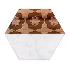 Flower Pattern Design Seamless Marble Wood Coaster (hexagon)  by Ravend