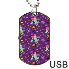 Pumpkins Ghosts Skeleton Pattern Dog Tag Usb Flash (one Side) by Ravend