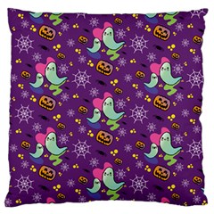 Pumpkins Ghosts Skeleton Pattern Standard Premium Plush Fleece Cushion Case (two Sides) by Ravend