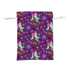 Pumpkins Ghosts Skeleton Pattern Lightweight Drawstring Pouch (m) by Ravend