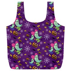 Pumpkins Ghosts Skeleton Pattern Full Print Recycle Bag (xxl) by Ravend