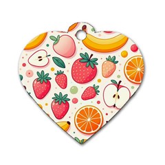 Fruit Sweet Pattern Dog Tag Heart (two Sides) by Ravend