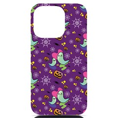 Pumpkins Ghosts Skeleton Pattern Iphone 14 Pro Black Uv Print Case by Ravend