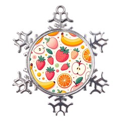 Fruit Sweet Pattern Metal Large Snowflake Ornament by Ravend