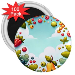 Fruits Sweet Papaya Orange Pattern 3  Magnets (100 Pack) by Ravend