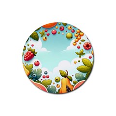 Fruits Sweet Papaya Orange Pattern Rubber Coaster (round) by Ravend