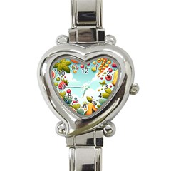 Fruits Sweet Papaya Orange Pattern Heart Italian Charm Watch by Ravend