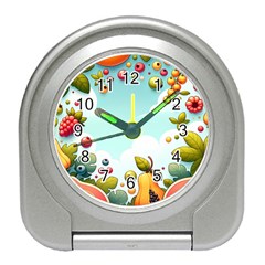 Fruits Sweet Papaya Orange Pattern Travel Alarm Clock by Ravend