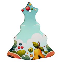 Fruits Sweet Papaya Orange Pattern Christmas Tree Ornament (two Sides) by Ravend