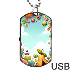 Fruits Sweet Papaya Orange Pattern Dog Tag Usb Flash (two Sides) by Ravend