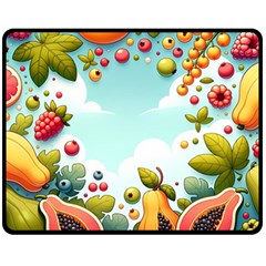 Fruits Sweet Papaya Orange Pattern Two Sides Fleece Blanket (medium) by Ravend