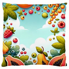 Fruits Sweet Papaya Orange Pattern Large Premium Plush Fleece Cushion Case (one Side) by Ravend